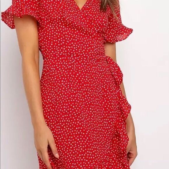 Wrap mini dress red NWOT - Picture 3 of 10